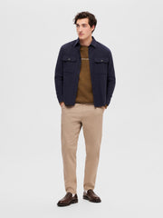 Selected Homme Loose Mason Twill Overshirt - Navy Blazer