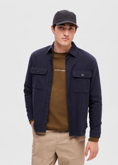 Selected Homme Loose Mason Twill Overshirt - Navy Blazer