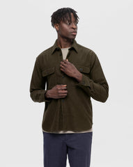 Selected Homme Loose Mason Twill Overshirt - Forest Night