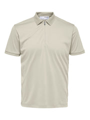Selected Homme Fave Zip Polo - Oatmeal