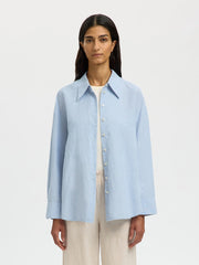Selected Femme Linen Shirt - Dusty Blue Mix