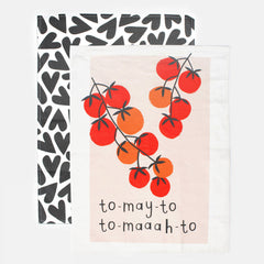 Caroline Gardner Tomato/Mono Hearts Tea Towel Set of 2