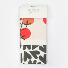 Caroline Gardner Tomato/Mono Hearts Tea Towel Set of 2