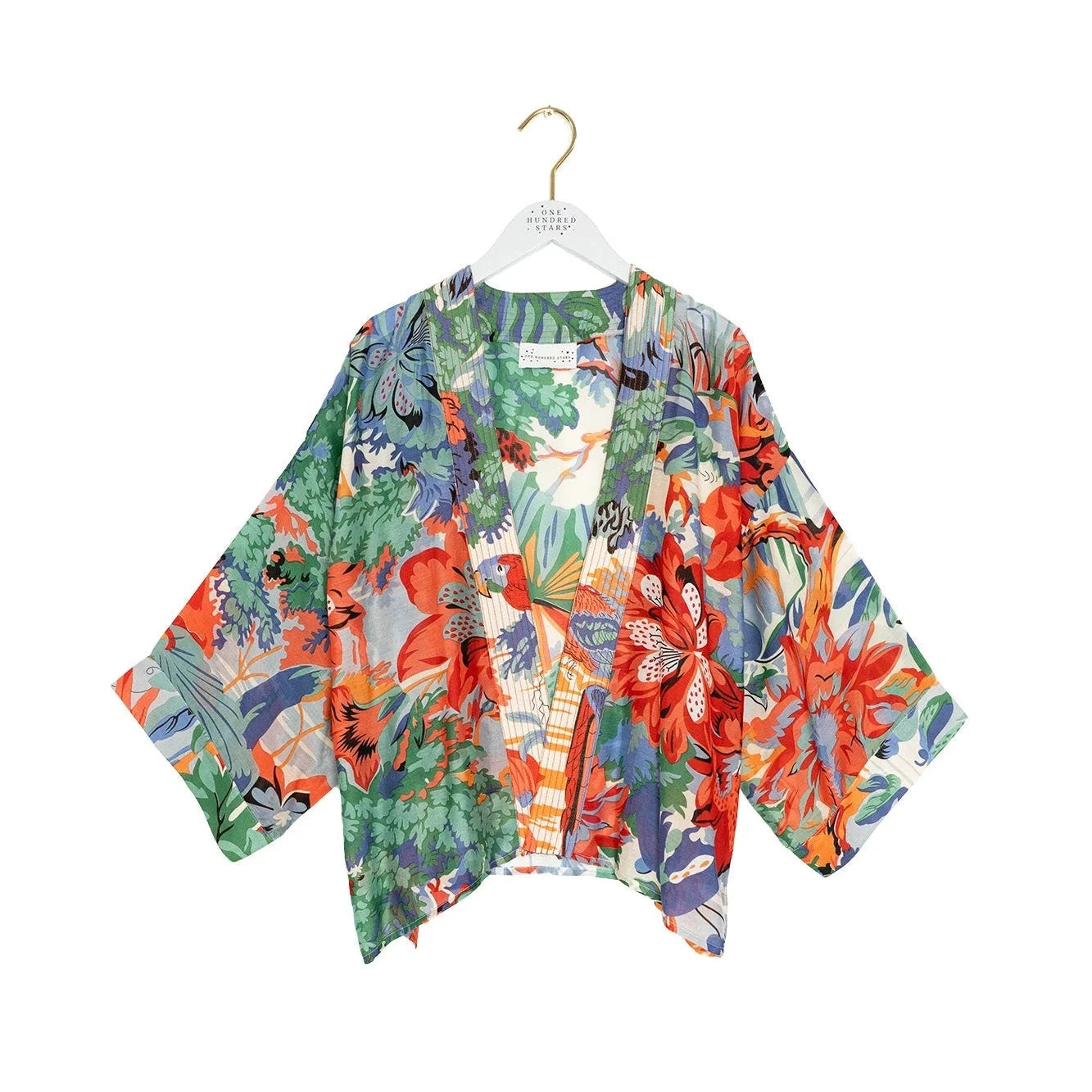 Colorful floral kimono on a white background