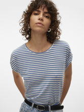 Vero Moda Ava Plain T-Shirt - Coronet Blue/Pristine Stripe