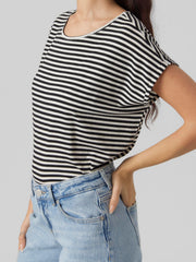 Vero Moda Ava T-Shirt - Black/Pristine Stripe