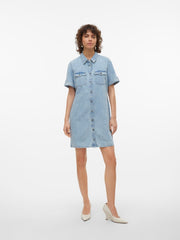 Vero Moda Jennie Short Denim Dress - Light Blue