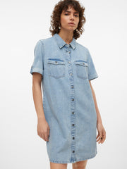 Vero Moda Jennie Short Denim Dress - Light Blue