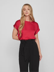 Vila Ellette Satin Top - Love Potion