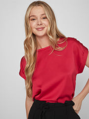 Vila Ellette Satin Top - Love Potion