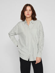 Vila Darma Loose Button Shirt - Oil Green