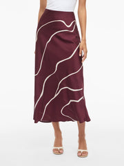 Vila - Ellette Midi Skirt in Fig and Birch