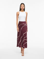 Vila - Ellette Midi Skirt in Fig and Birch