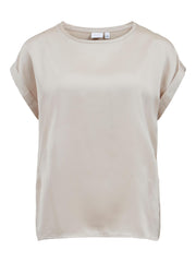 Vila Viellette Satin Top - Cement