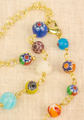 Namaste Millefiori Glass Bead Chain Necklace