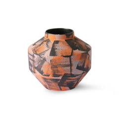 HKliving Hand Brushed Ceramic Vase - Orange / Black