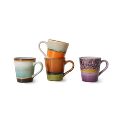 HKliving 70's Ceramics Espresso Mugs Retro - Set of 4