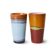 HKliving 70's Ceramics Latte Mugs Clash - Set of 2