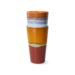 HKliving 70's Ceramics Latte Mugs Clash - Set of 2