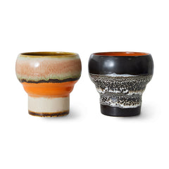 HKliving 70's Ceramics Lungo Mugs Basalt - Set of 2