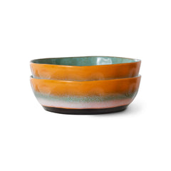 HKLIVING 70s Ceramics Pasta Bowls Golden Hour - Set of 2