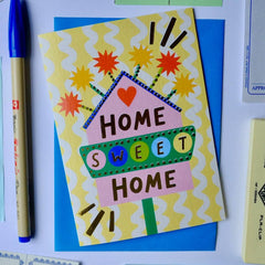Kerrie Illustrates Home Sweet Home Retro New Home Card