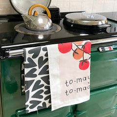 Caroline Gardner Tomato/Mono Hearts Tea Towel Set of 2