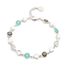 Azuni Athena Multi Stone Bracelet- Silver, Aqua And Labradorite