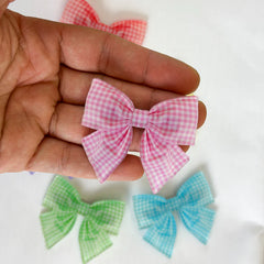 Esoteric London Gingham Bow Hair Clip - Pink