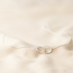Lisa Angel Brushed Interlocking Hoop Necklace in Silver