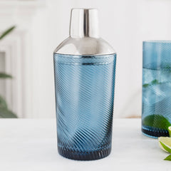 Uberstar Twist Glass Cocktail Shaker - Blue