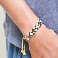 Azuni Narrow Maya Toggle Bracelet- Black/Gold