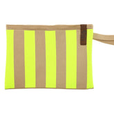 Billie Zip Pouch Bag - Neon Yellow/Beige Stripe