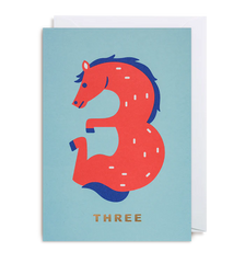 Number Three Horse Card - Lagom Design