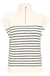 Fransa Vinna Knitted Vest - Stripe Navy
