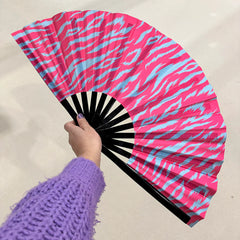 Esoteric London Statement Printed Fan - Pink Tiger Print
