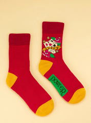 Powder Design - Men's Tattoo Lucky Socks Fuchsia
