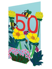 Roger La Borde Lasercut Flowers Age 50th Card