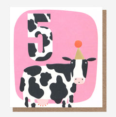 Caroline Gardner Cow 5th Birthday Card