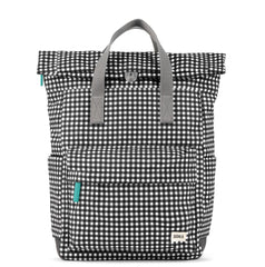 Roka Canfield B Medium Sustainable Black & White Gingham Backpack