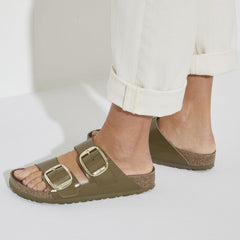 Birkenstock Natural Leather Patent High Shine Sandals - Mud Green