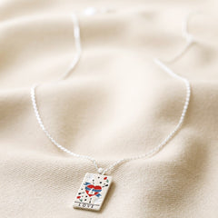 Lisa Angel Enamel Love Tarot Card Style Necklace in Silver