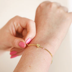 Lisa Angel Smiling Heart Face and Enamel Ball Chain Bracelet in Gold