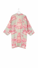 One Hundred Stars - Ancient Roman Columns Pink Collar Kimono