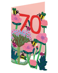 Roger La Borde Lasercut Flowers Age 70th Card