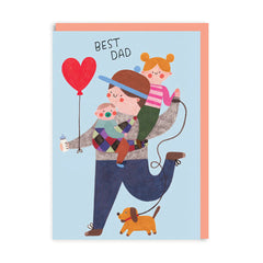 Ohh Deer Best Dad With Kids and Dog Card