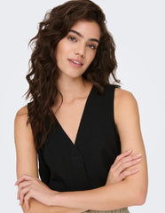 JDY Relaxed V-Neck Blouse - Black