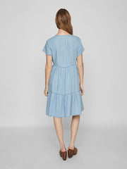 Vila Short Wrap Dress - Light Blue Denim