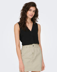 JDY Relaxed V-Neck Blouse - Black