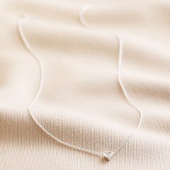 Lisa Angel Tiny Crystal Heart Pendant Necklace in Silver